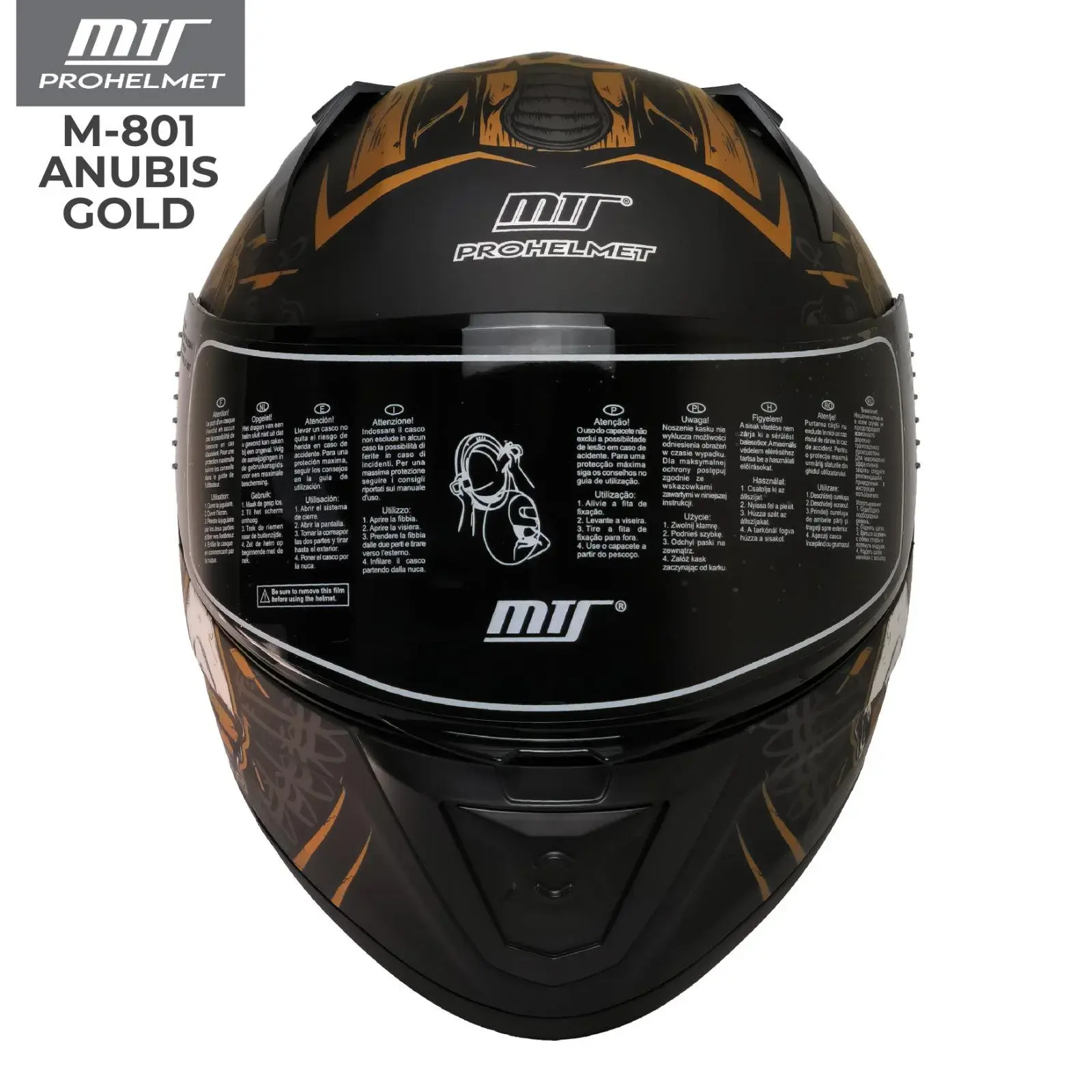 MTS M-801 ANUBIS GOLD MAT FULL FACE KASK  (SİYAH  VİZÖRLÜ)
